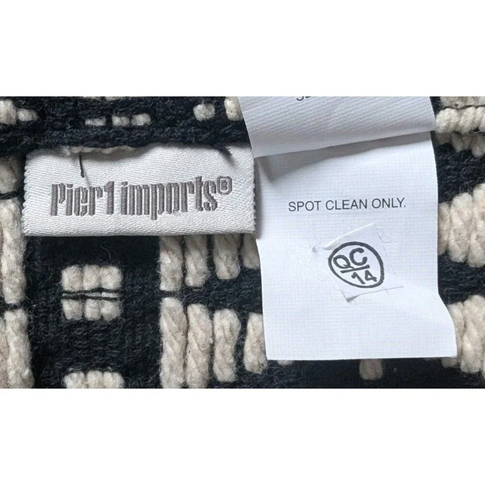 Pier 1 Table Runner Woven Black White Cream Tree Geometric 69.6